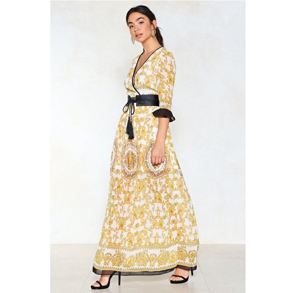 Nasty Gal Yellow and Black Maxi Dress